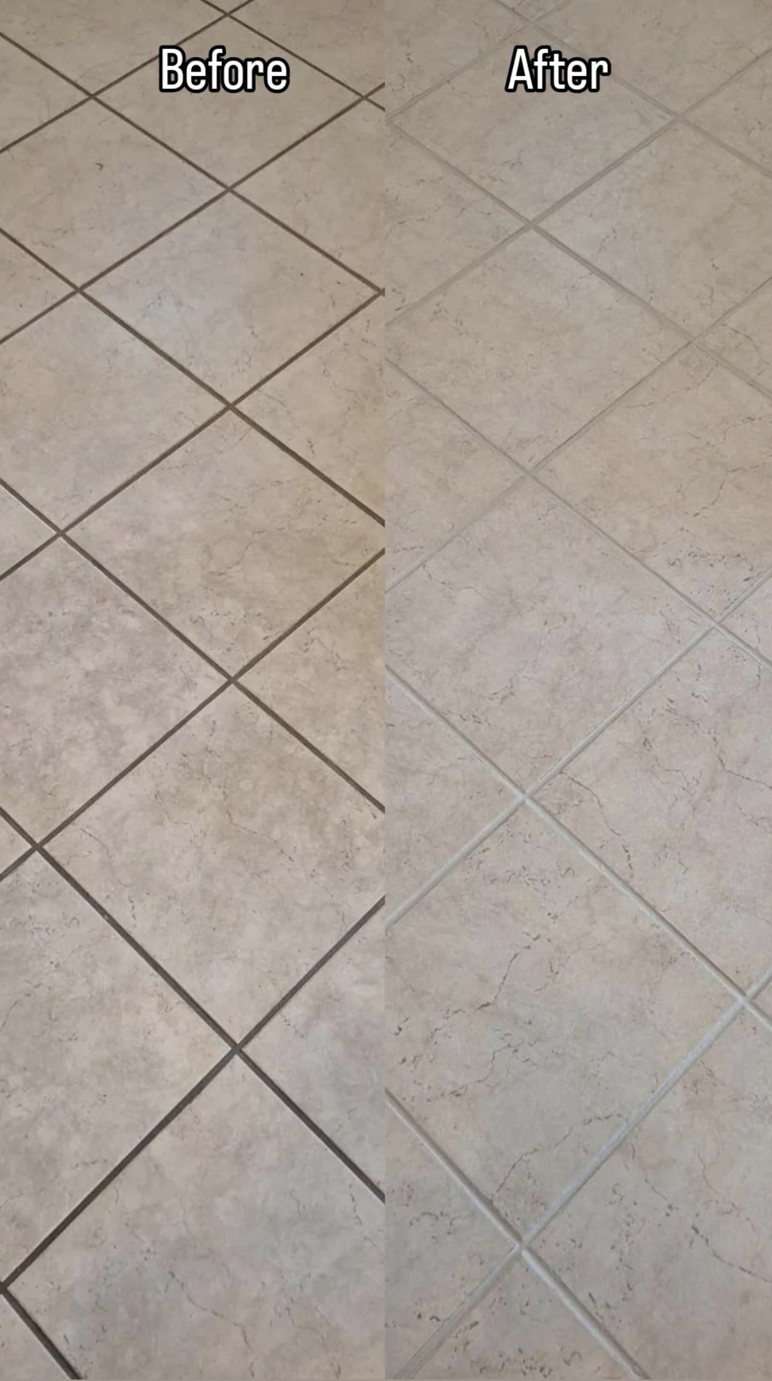 Before and after tile and grout cleaning and restoration in a Central Florida home by Magic Floorcare Solutions